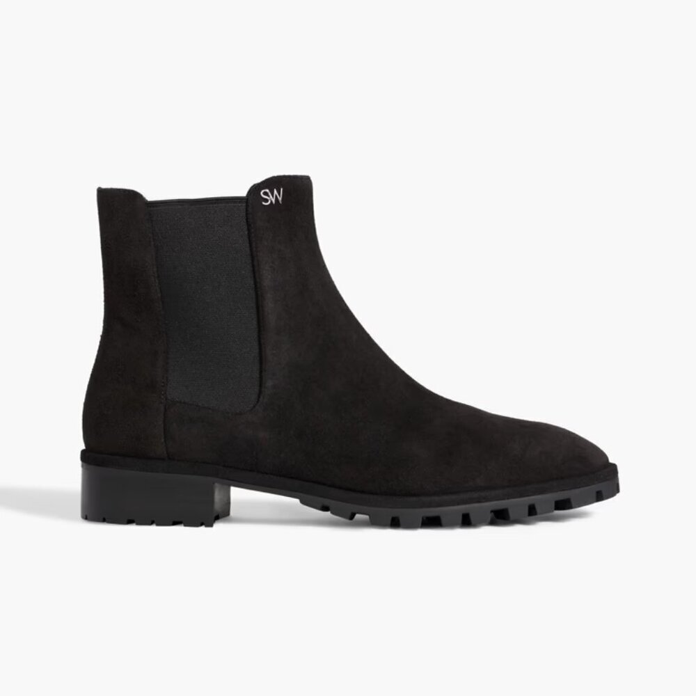 Stuart Weitzman Laine Black Suede Chelsea Boots. Sz: 11